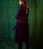 Purple velvet kurta set - (set of 3)