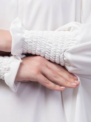 Ready to Wear tie at back smoking at wrist with Naqab instant Khimer Prayer hijab For Hajj and Umrah 3