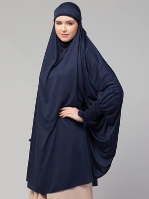 Ready to Wear tie at back smoking at wrist with Naqab instant Khimer Prayer hijab For Hajj and Umrah 3