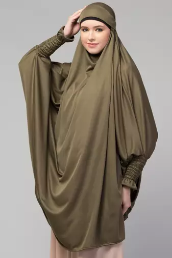 Ready to Wear tie at back smoking at wrist with Naqab instant Khimer Prayer hijab For Hajj and Umrah