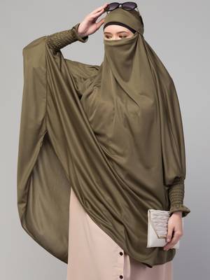 Ready to Wear tie at back smoking at wrist with Naqab instant Khimer Prayer hijab For Hajj and Umrah 6