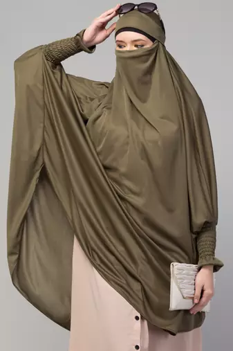 Ready to Wear tie at back smoking at wrist with Naqab instant Khimer Prayer hijab For Hajj and Umrah