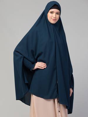 Stretchable smoking at wrist knee length Jilbab cum prayer khimar Hijab 4