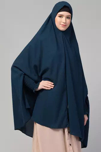 Stretchable smoking at wrist knee length Jilbab cum prayer khimar Hijab