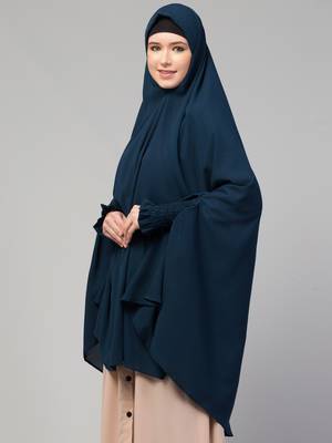 Stretchable smoking at wrist knee length Jilbab cum prayer khimar Hijab 5