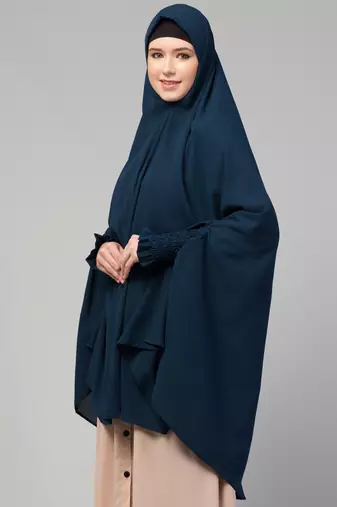 Stretchable smoking at wrist knee length Jilbab cum prayer khimar Hijab
