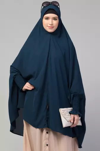 Stretchable smoking at wrist knee length Jilbab cum prayer khimar Hijab