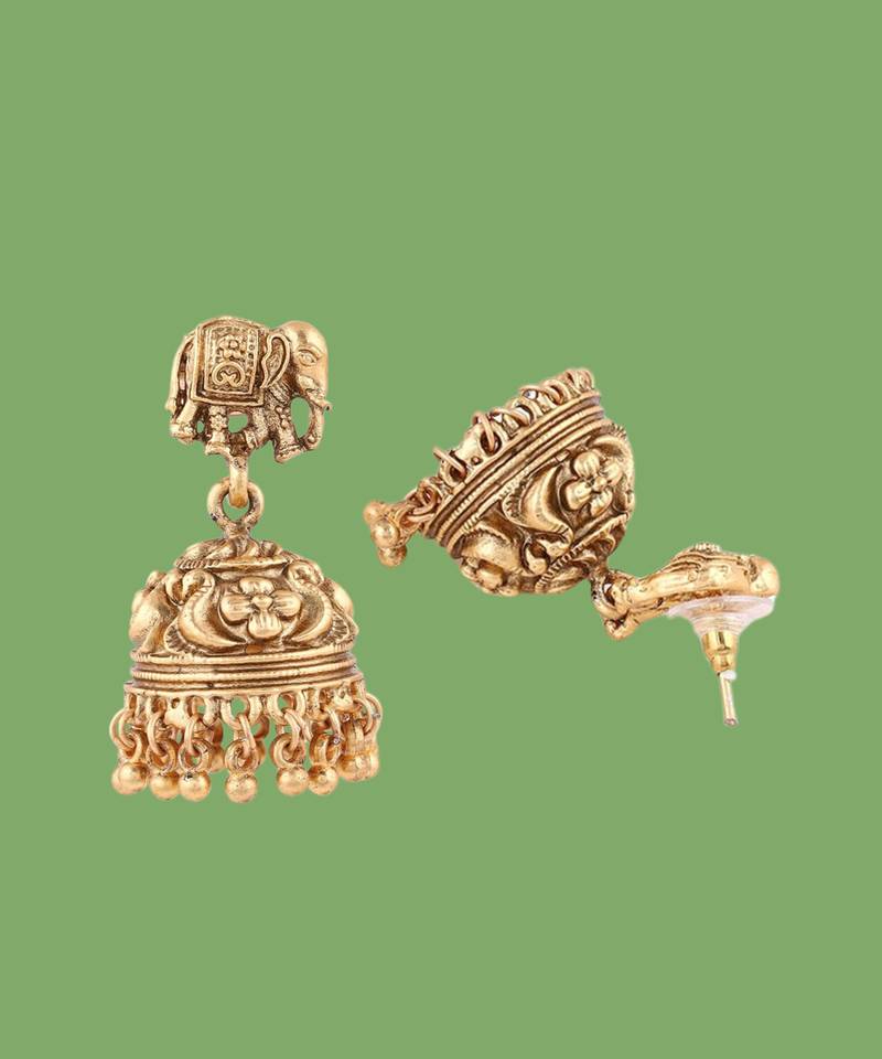 Matte gold plated multi color long south indian maa lakshmi temple jewelry set