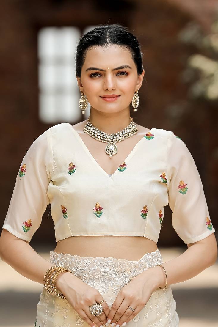 Beautiful Work All Over Saree With Cutowork And Embroidory Saree