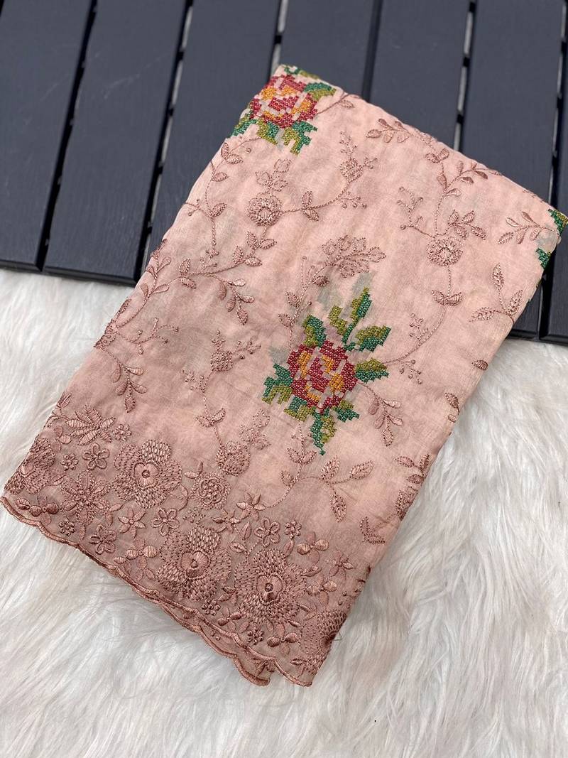 Beautiful Work All Over Saree With Cutowork And Embroidory Saree