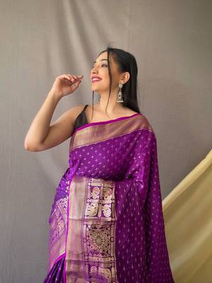 Beautiful Soft Silk Saree Is Having Checks Silver And Gold Zari Saree 2