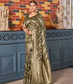 Exquisite designs with this mehendi green simar silk zari woven saree
