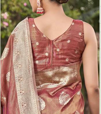 Rust simmer silk blend zari weaving saree 3