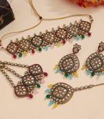 Multi color pakistani choker kundan necklace set