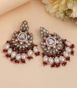 Maroon color kundan earrings