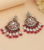 Rani color kundan earrings