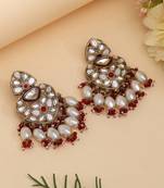Maroon color kundan earrings
