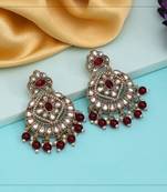 Maroon color kundan earrings
