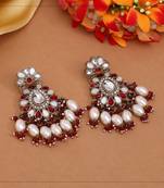 Maroon color kundan earrings