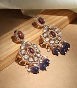 Kundan earrings with purple drops