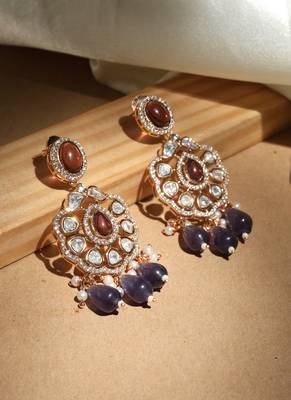 Kundan earrings with purple drops 2
