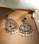 Kundan chandbali earrings with emerald stones