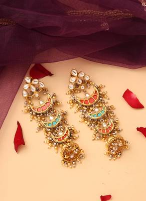 Multicolor meenakari work chandbali earrings 1