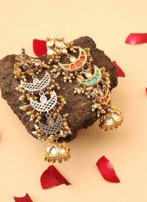 Multicolor meenakari work chandbali earrings 2