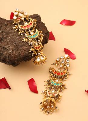 Multicolor meenakari work chandbali earrings 3