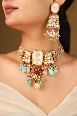 Traditional multi-shape colorful transparent stone necklace 1