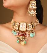 Traditional multi-shape colorful transparent stone necklace
