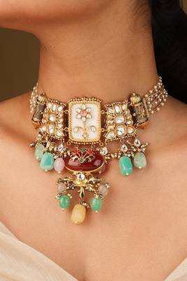 Traditional multi-shape colorful transparent stone necklace 4