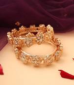 Floral grace gold-plated kundan bangles