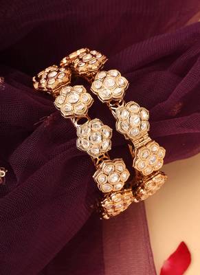 Floral grace gold-plated kundan bangles 3
