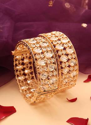 Regal raindrop gold-plated kundan stone bangles 1