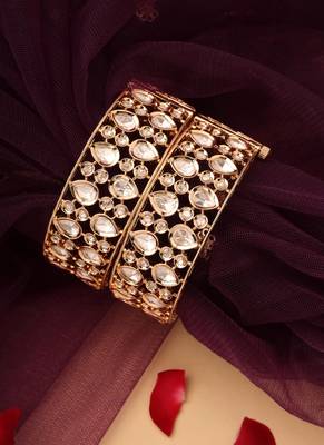 Regal raindrop gold-plated kundan stone bangles 2