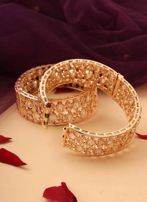 Regal raindrop gold-plated kundan stone bangles 3