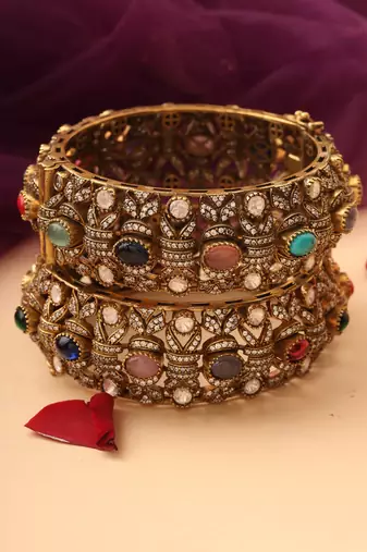 Elegant navratan stone bangles