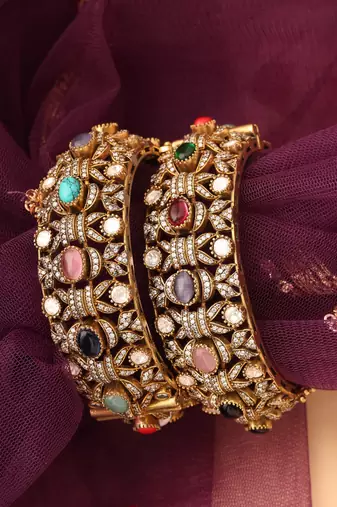 Elegant navratan stone bangles