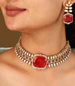 Red kundan choker necklace set