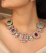 Colorful harmony necklace set     square stones & elegant accents