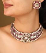 Statement choker with american diamond stones