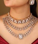 American diamonds bridal necklace set     choker & long necklace statement set