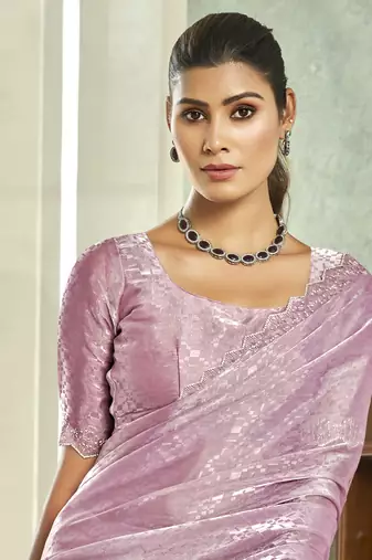 purple silk blend embellished saree