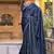 navy blue shimmer chiffon embellished saree