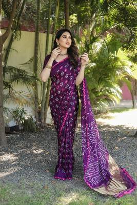  Bandhej Silk With & Zari Weaving Kalash Design Rich Pallu Saree  3