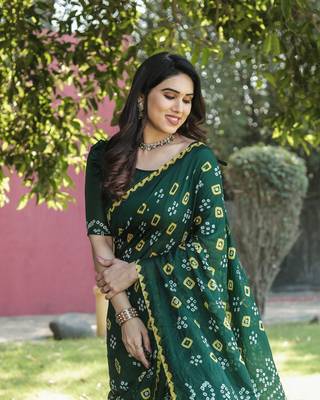  Bandhej Silk With & Zari Weaving Kalash Design Rich Pallu Saree  5