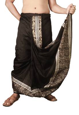 Black Banarasi Silk Printed Men's Dhoti 2