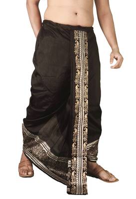 Black Banarasi Silk Printed Men's Dhoti 3