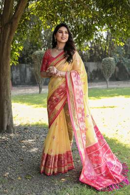 Organza Ikkat Weave Sarees  3